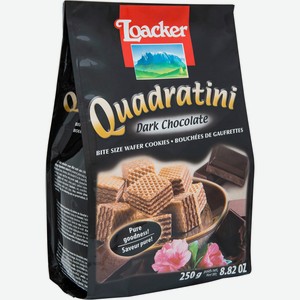 Вафли Loacker Quadratini Dark Chocolate с начинкой из темного шоколада, 250г