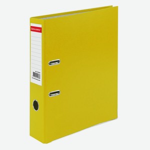 Папка-регистратор покрытие пластик, 75 мм, ПРОЧНАЯ, с уголком, BRAUBERG, желтая, 226599