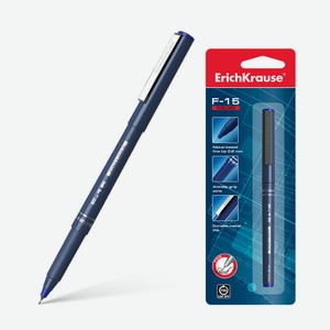 Ручка капиллярная Erich krause f-15 цвет чернил синий в блистере по 1шт