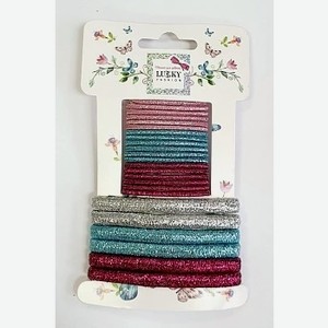 Набор резинок для волос Lukky Fashion, блестящие (6 больших + 18 маленьких), 3 цвета (розовый, голубой, бордовый) арт.Т18565