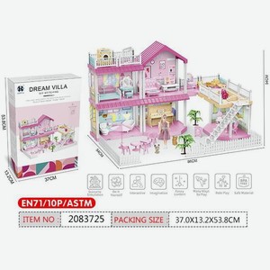 Кукольный домик с мебелью, в комплекте 2 куклы, свет. эффекты, размер в собранном виде 86*54*54 арт. 2083725