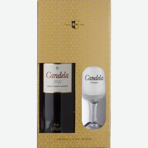 Вино  Кандела  Крим, в подарочной коробке с бокалом, 750 мл, Херес, Сладкое