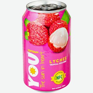 Напиток You Vietnam безалкогольный негазированный с содержанием сока тропических фруктов личи, 330мл