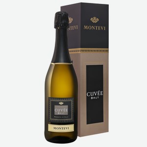 Вино игристое Монтеви Кюве Брют б/брют, 11%, 0,75 л Подарочная упаковка