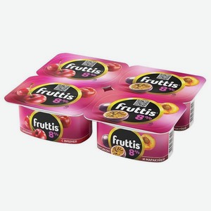 Продукт йогуртный FRUTTIS Супер Экстра Вишня/Персик-Маракуйя 8% 115г