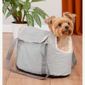 PETSHOP транспортировка сумка-переноска утеплённая  Билли  с карманом, серая (45х22х29 см)