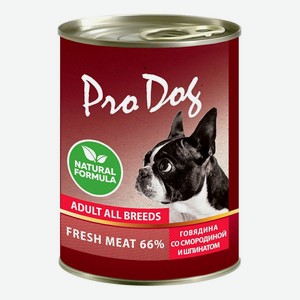 Влажный корм Pro Dog говядина со смородиной и шпинатом для собак 400 г