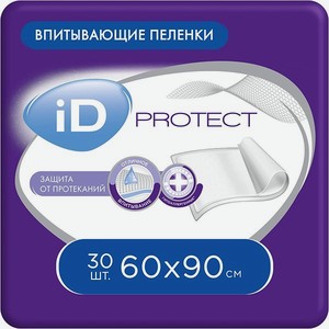 Пелёнки id одноразовые впитывающие Protect 60x90 30 шт