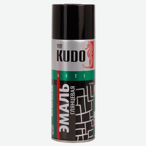 Краска-эмаль Kudo универсальная 1002, черная, глянцевая, 520 мл
