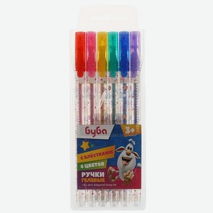 Ручки гелевые Умка Буба с блёстками 6 цветов 329075