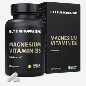 Магний витамин В6 UltraBalance антистресс успокоительное Mg b6 премиум с аквамином 60 капсул