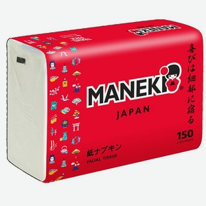 Салфетки бумажные Maneki Red 2 слоя белые 150 шт