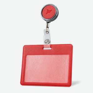 Держатель для бейджа Flexpocket с металлическим ретрактором горизонтальный красный