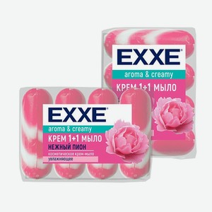 Крем-мыло EXXE Нежный пион 4шт 90г розовое полосатое Эккопак