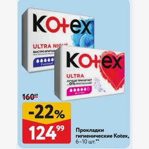 Прокладки гигиенические Kotex, 6-10 шт.