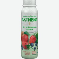 Йогурт питьевой   АктиБио   Яблоко, клубника и черника, без сахара, 1,5%, 260 г