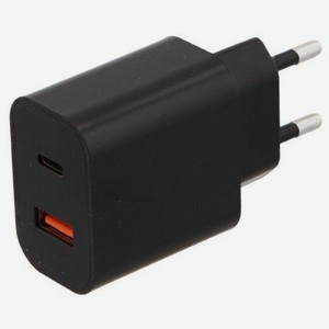 Сетевое зарядное устройство Red Line Tech USB + Type-C (модель NQC-13), 3A, PD 20W, черный