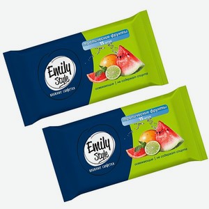 Влажные салфетки Emily style Тропические фрукты с крышкой 120 +120 шт 2 упаковки