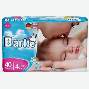 Подгузники детские Barlie №4 размер L / Large для малышей 7-18кг 40штук в упаковке