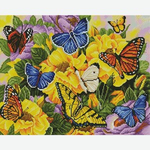 Алмазная мозаика 40х50 см квадратные стразы Разноцветные бабочки UA511