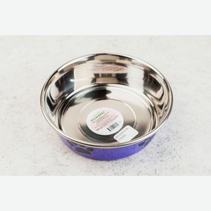 Миска для домашних животных Лапки металлическая фиолетовая Homepet, 900 мл 1 шт