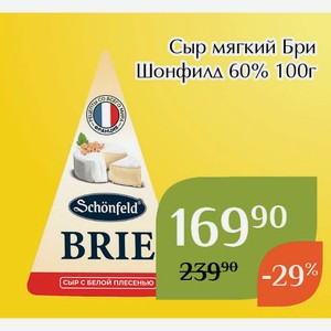 Сыр мягкий Бри Шонфилд 60% 100г