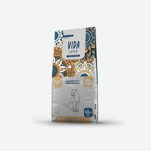 VIDA Super корм для взрослых кошек с курицей и овощами (10 кг)