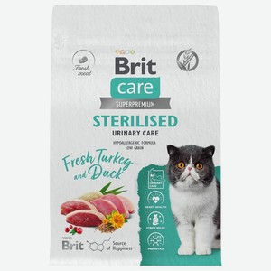 Brit Care сухой корм с индейкой и уткой для стерилизованных кошек, профилактика МКБ (400 г)