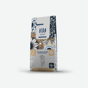 VIDA Super корм для щенков средних и крупных пород с курицей, ягненком и овощами (12 кг)