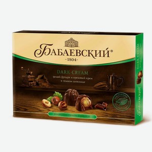 Конфеты шоколадные Бабаевские 200гр цел.фундук и дроб минд Dark cream collection