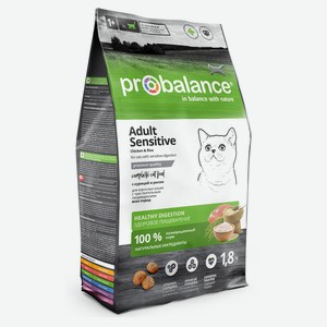 Сухой Сухой корм для кошек Probalance Sensitive для пищеварения курица рис, 1,8 кг