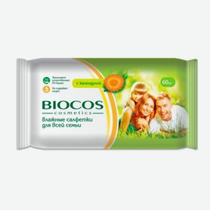 Салфетки влажные универсальные BioCos для всей семьи 60шт