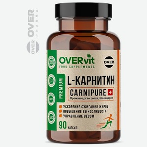 L-карнитин OVER БАД Спортивное питание для похудения Жиросжигатель 90 капсул