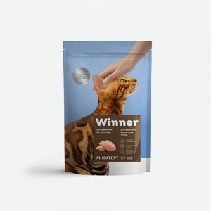 Сухой корм WINNER из курицы для кошек всех пород, 15 кг