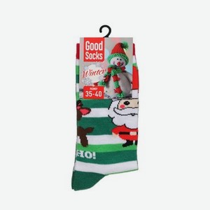 Женские носки Good Socks Winter Дед Мороз Зеленый р.35-40