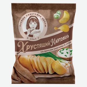 Чипсы в ломтиках Сметана Лук 0.07 кг Хрустящий Картофель Россия