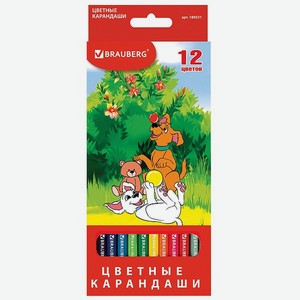 Карандаши цветные Brauberg для рисования 12 цветов заточенные в картонной упаковке