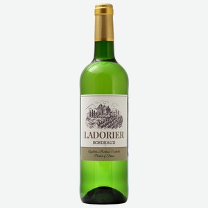 Вино Ладорье Бордо, белое сухое, 12%, 0.75л, Франция
