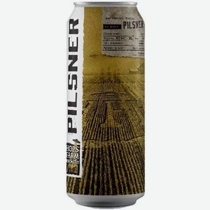 Пиво  Хопс Фарм  Пилснер, в ж/б, 500 мл, Средне-светлое, Нефильтрованное