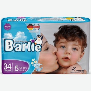 Подгузники детские Barlie №5 размер XL / Junior для малышей 12-25кг 34 штуки в упаковке