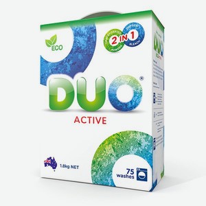 Стиральный порошок DUO ЕСО Active концентрированный для цветного и белого белья 1800 г 75 стирок