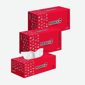 Салфетки бумажные Maneki Red 2 слоя белые 250 шт 3 упаковки