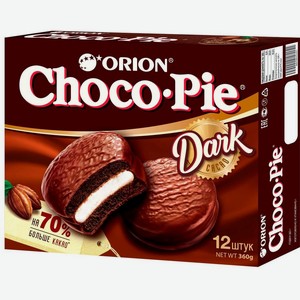 Пирожное Choco Pie Dark Печенье в глазури, 12 шт., 360 г