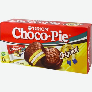 Пирожное Orion Choco-Pie Original в шоколадной глазури, 180г Россия