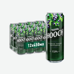 Напиток Hooch супер со вкусом черной смородины слабоалкогольный, 0.45л x 24 шт Россия