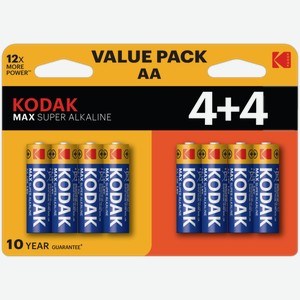 Батарейки Kodak Max Alkaline АА 4+4шт