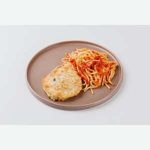 Оладья куриная со спагетти и томатным соусом 200 г