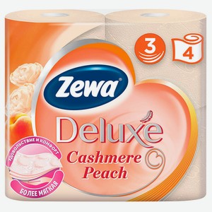 Туалетная бумага Zewa Deluxe Персик, 3 слоя, 4 рул