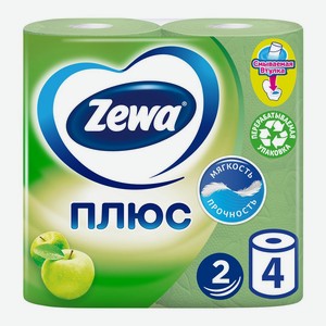 Туалетная Бумага 4 шт Zewa 2-х слойная с ароматом яблока м/уп
