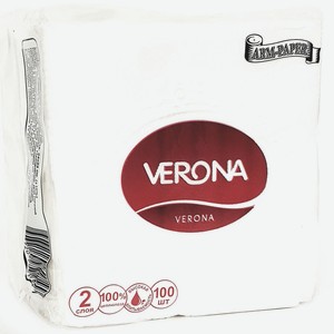Салфетки 100 шт Verona бумажные двухслойные белые м/уп